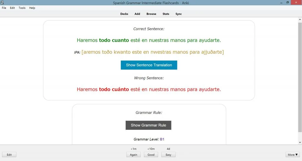 Back of Minimal Pair Sentences Flashcard — correct sentence, IPA, and grammar rule