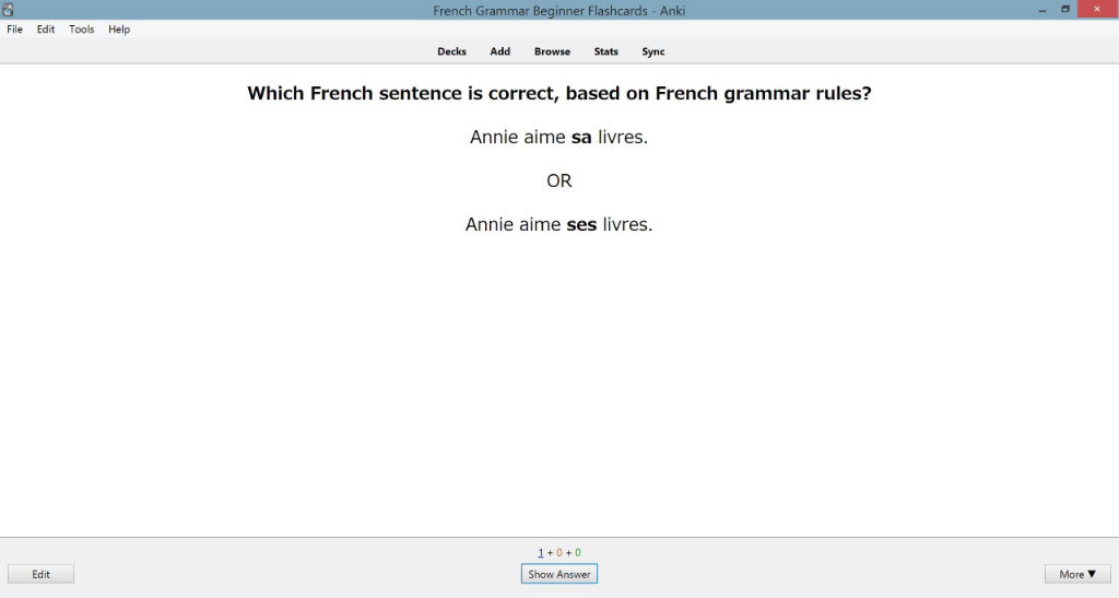 Front of Minimal Pair Sentences Flashcard — choose the grammatically correct sentence