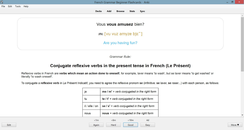 French Grammar Beginner — spaced repetition review