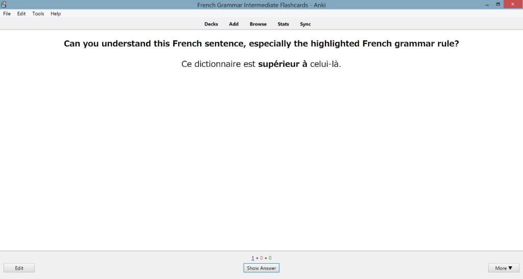 Front of Sentence Flashcard — check your comprehension of the grammar rule