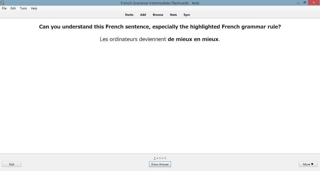 French Grammar Intermediate — pronunciation and IPA flashcard