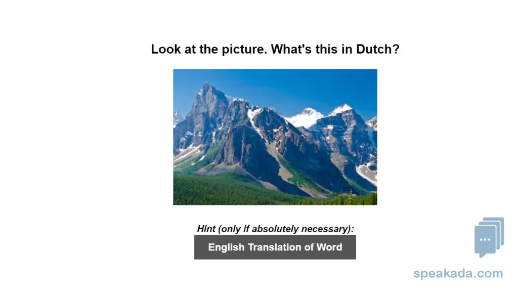 Picture-to-word card — see the image, recall the Dutch word