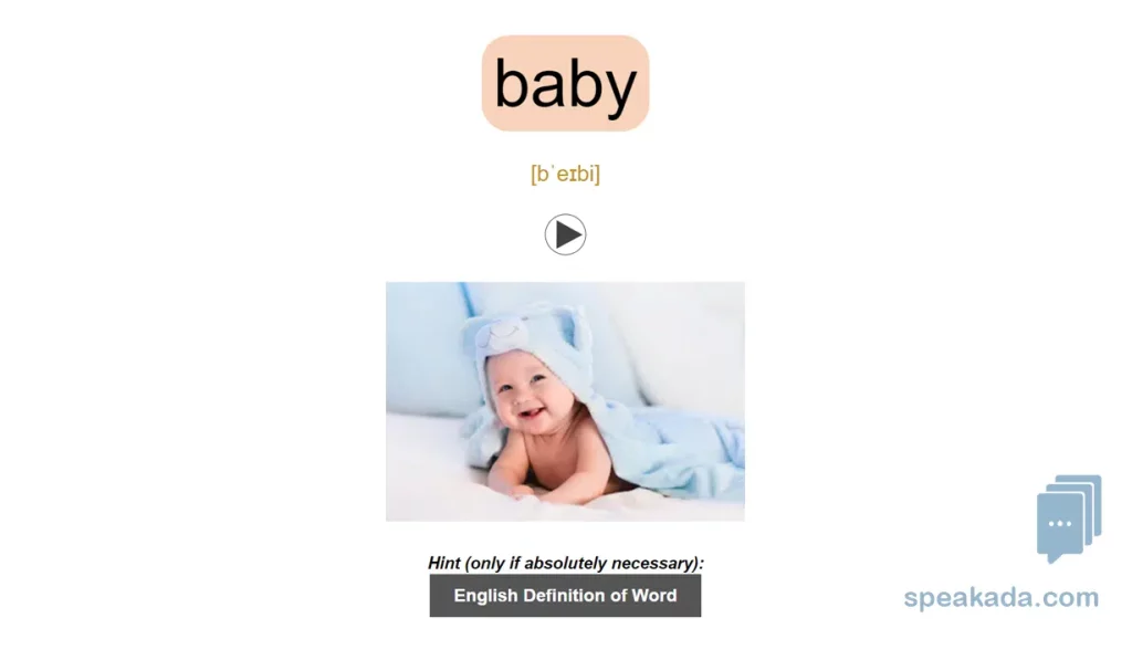 Back of flashcard — image, IPA pronunciation, and high-quality audio