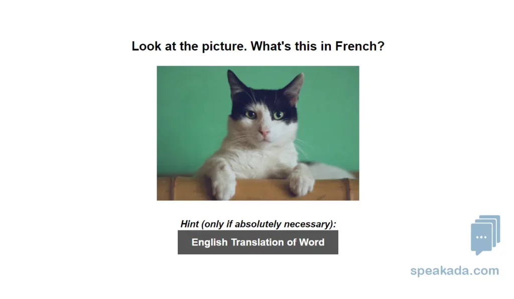 Picture-to-word card — see the image, recall the French word
