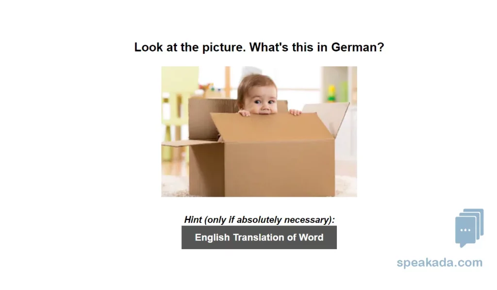 German 500 Picture Words Flashcards example flashcard