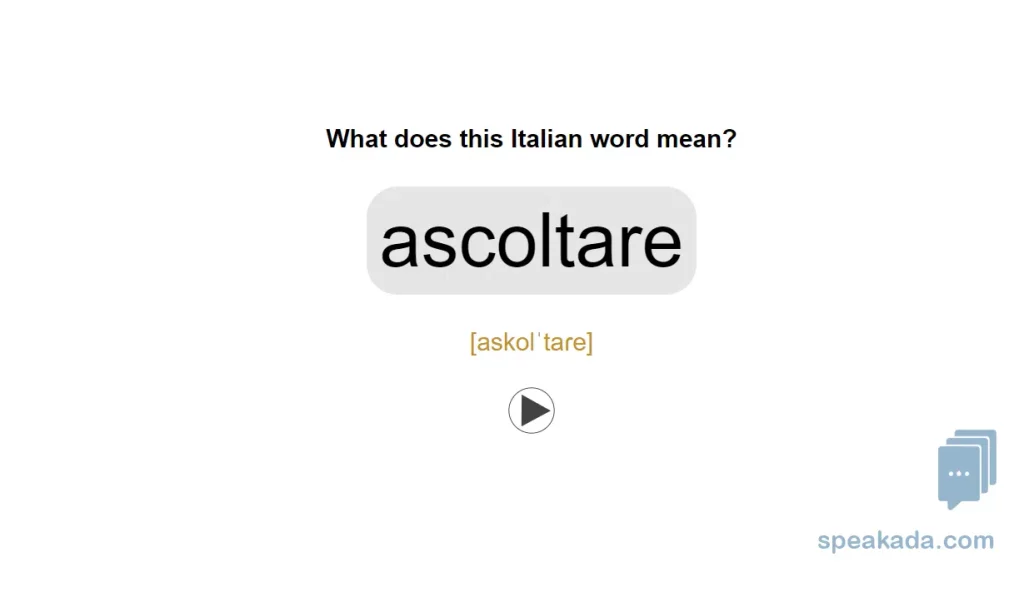 Word-to-picture card — see the Italian word, visualise the image