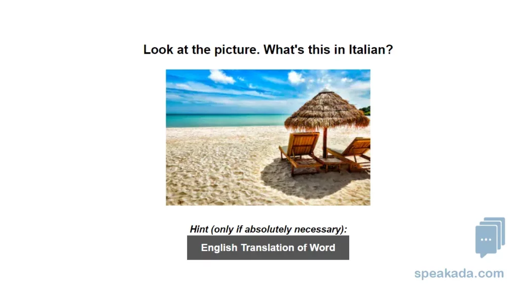 Italian 500 Picture Words — front of card showing image