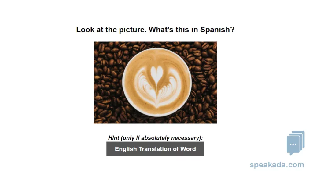 Spanish 500 Picture Words example flashcard