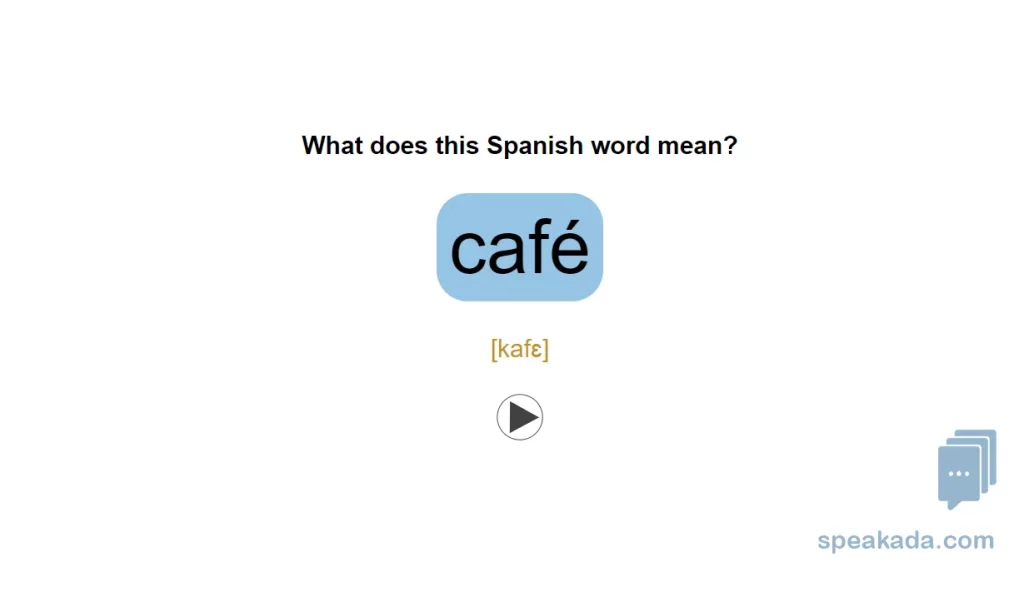 Word-to-picture card — see the Spanish word, visualise the image