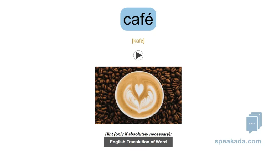 Back of card — shows the word, IPA, and audio