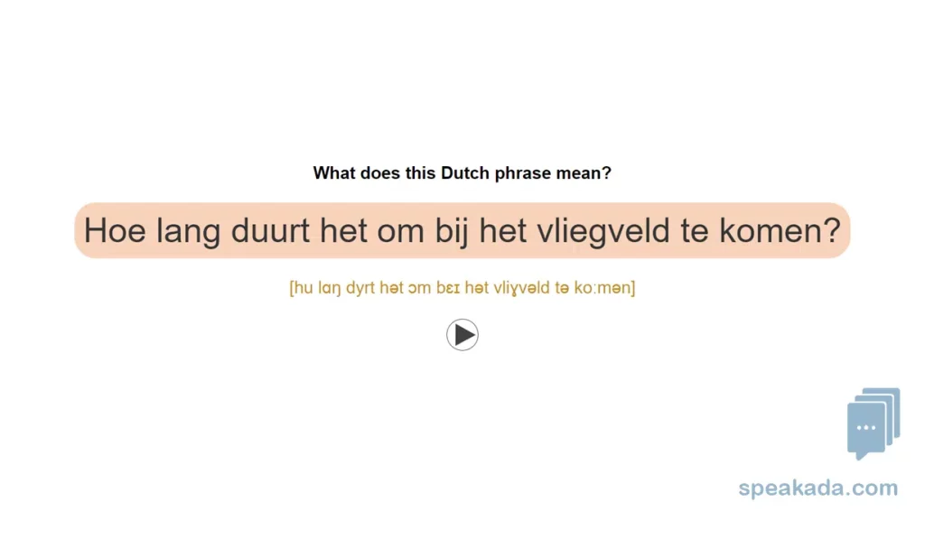 Second card type — given the English meaning, recall the Dutch phrase
