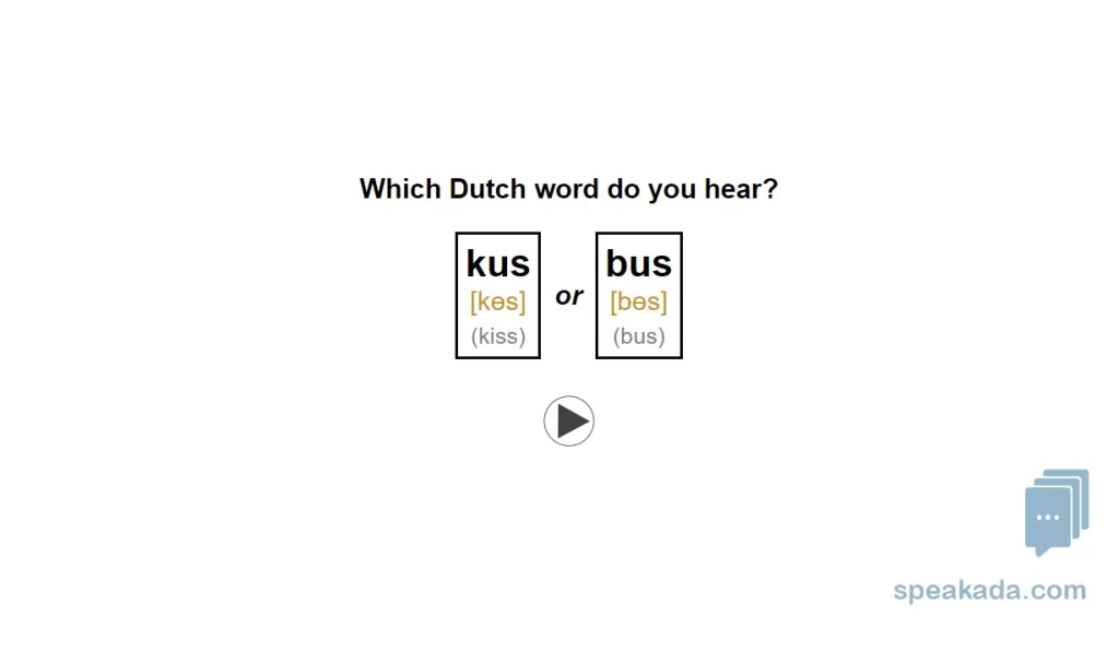 Second card type — listen and identify the correct Dutch word