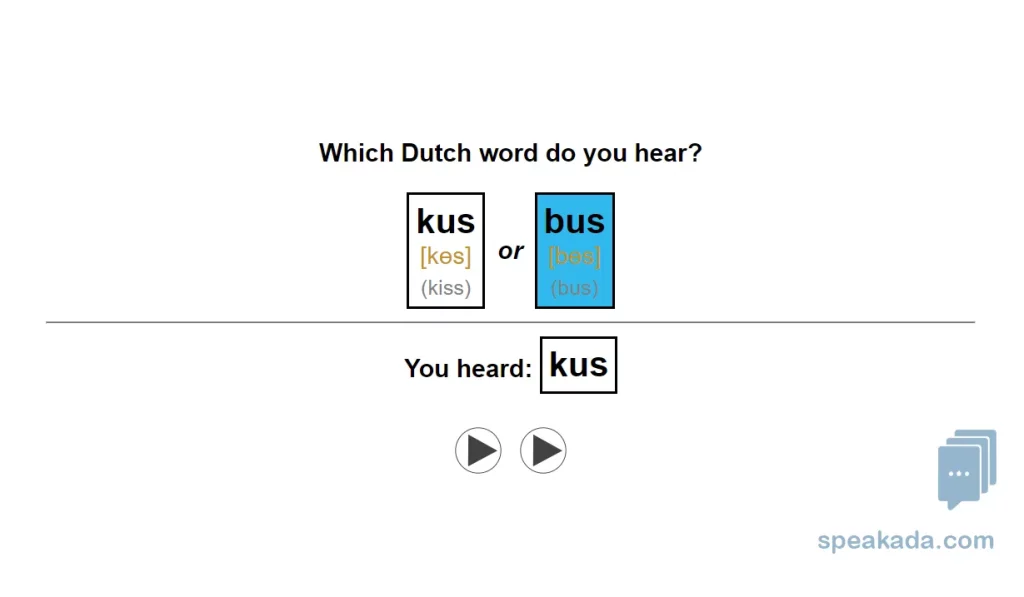 Back of listening card with answer and IPA explanation