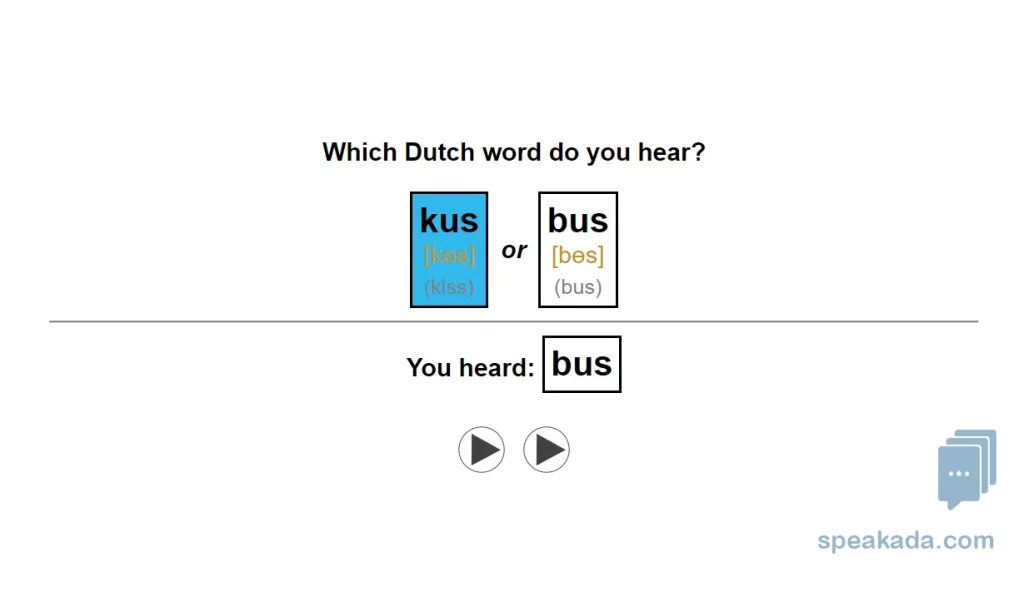 Dutch Minimal Pairs Flashcards example flashcard