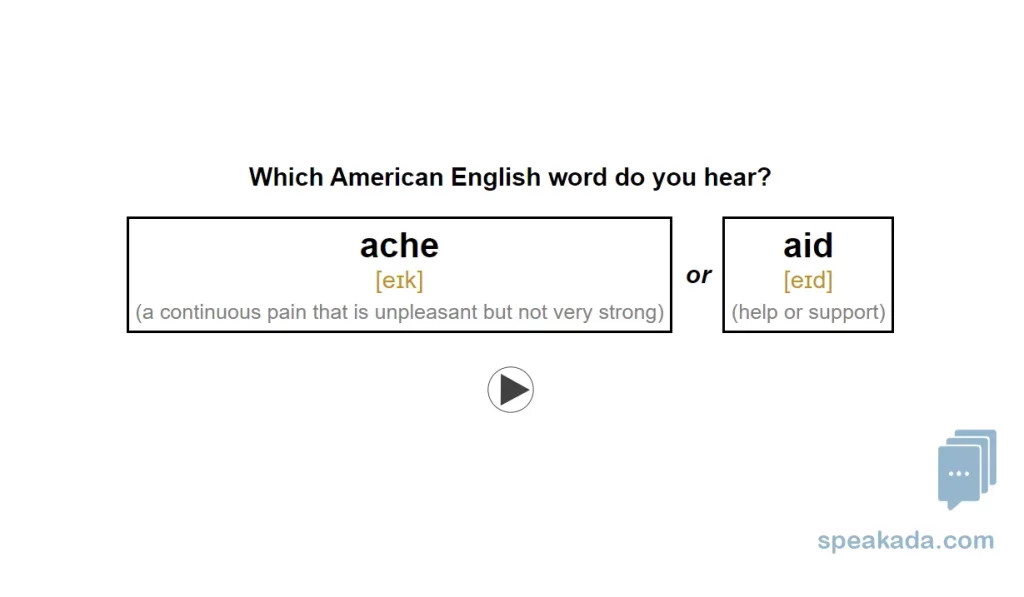 English Minimal Pairs Flashcards example flashcard