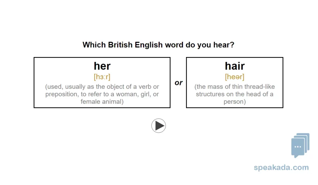 Minimal pair card showing both words with IPA transcription sourced from common vocabulary