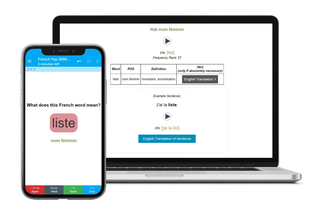 French Top 2000 Words Flashcards on Anki