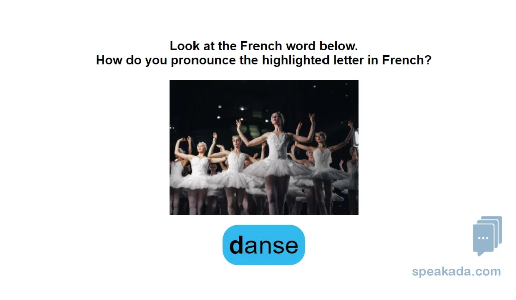 Front of flashcard — French letter with audio prompt