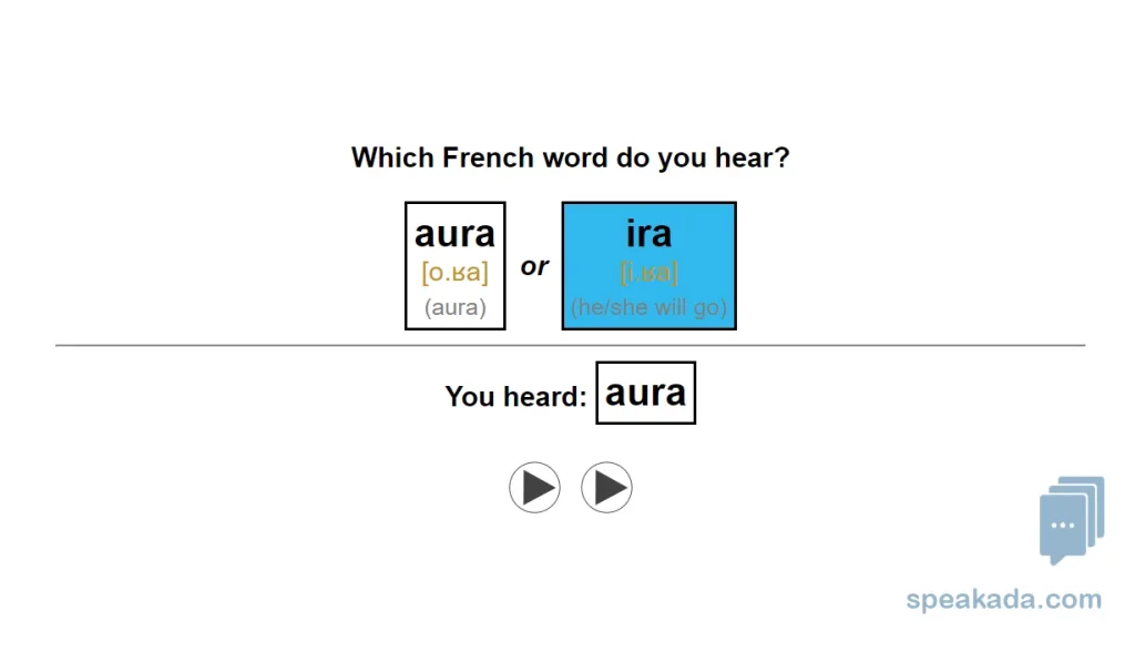 Back of flashcard — audio for both words with IPA contrast