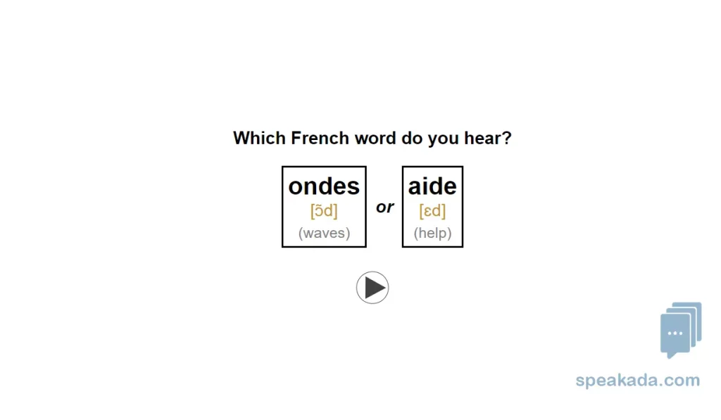 Second card type — listen and identify the correct word