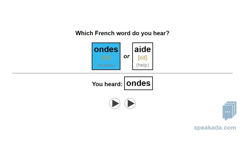 Back of listening card with answer and IPA explanation