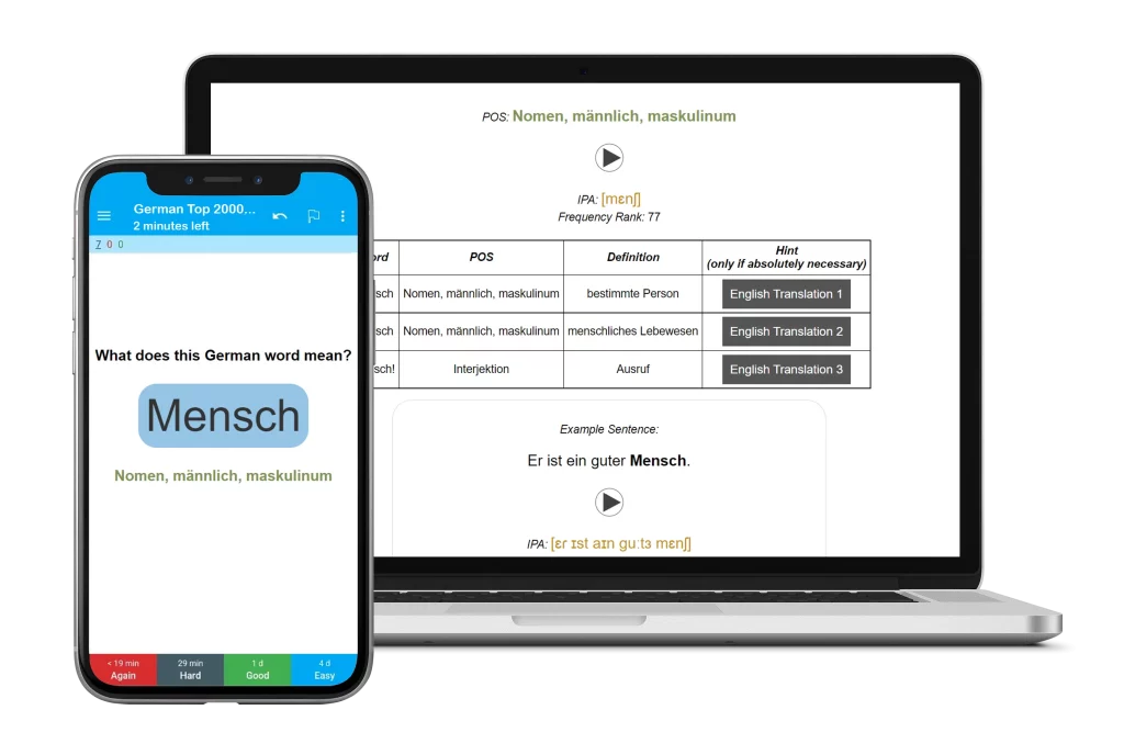 German Top 2000 Words Flashcards on Anki