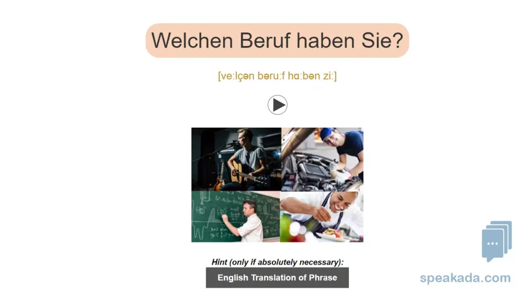 German Common Phrases Flashcards example flashcard