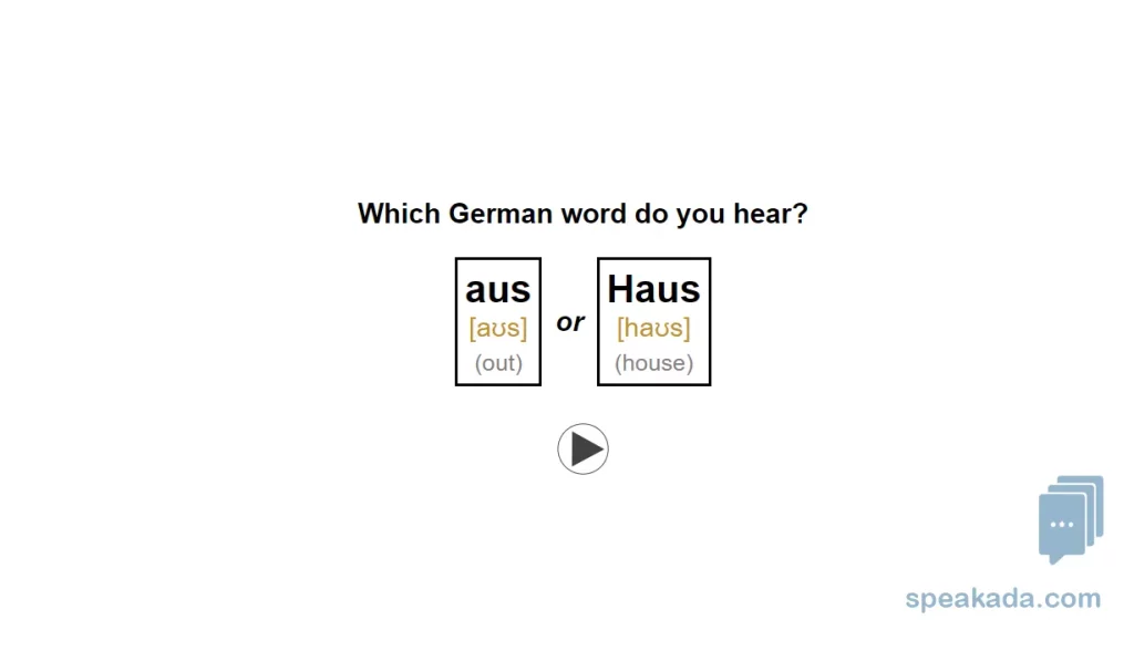 Example of German Minimal Pair Flashcard