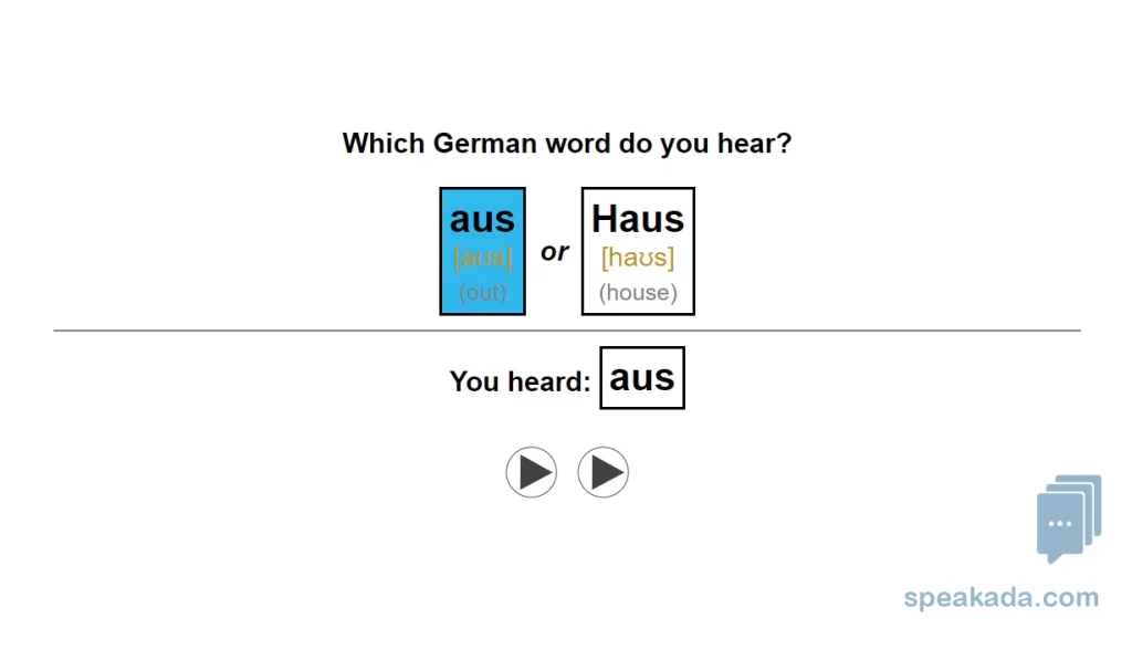 Back of flashcard — audio for both words with IPA contrast