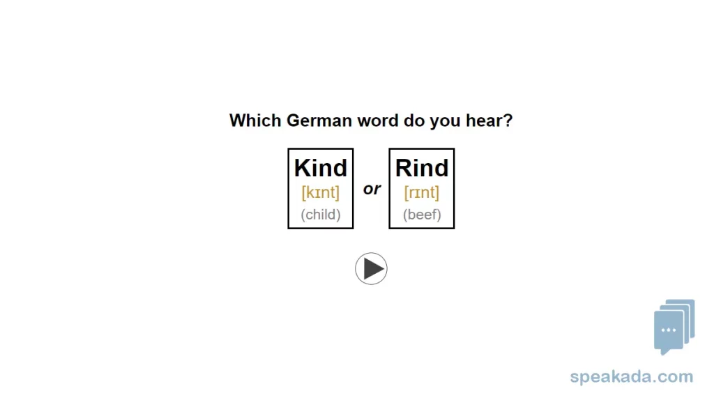 Second card type — listen and identify the correct word
