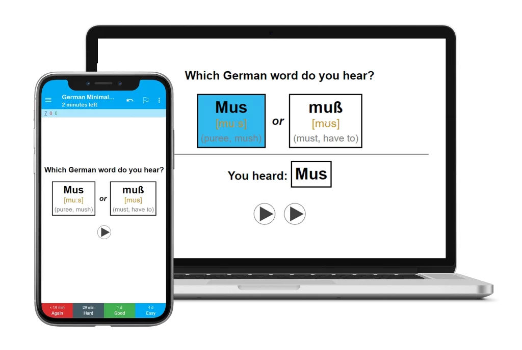 German Minimal Pairs Flashcards on Anki