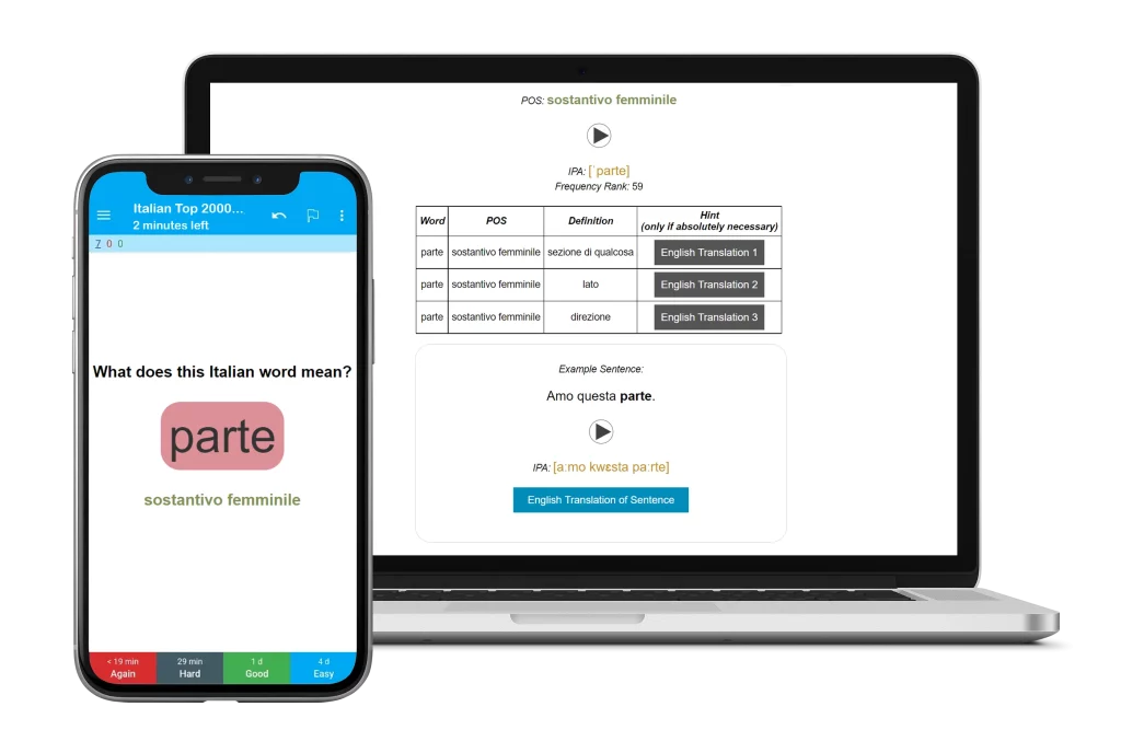 Italian Top 2000 Words Flashcards on Anki