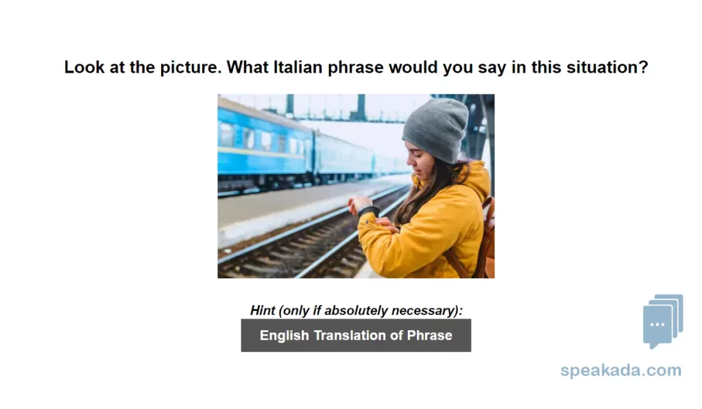 Front of flashcard — Italian phrase with audio