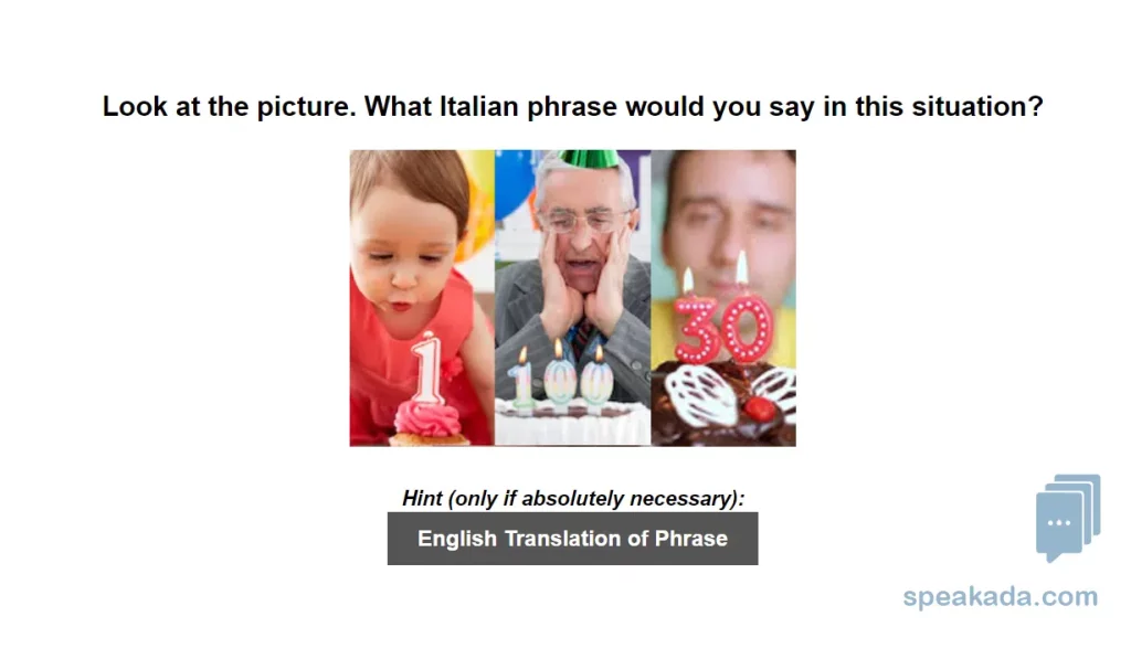 Italian Common Phrases example flashcard