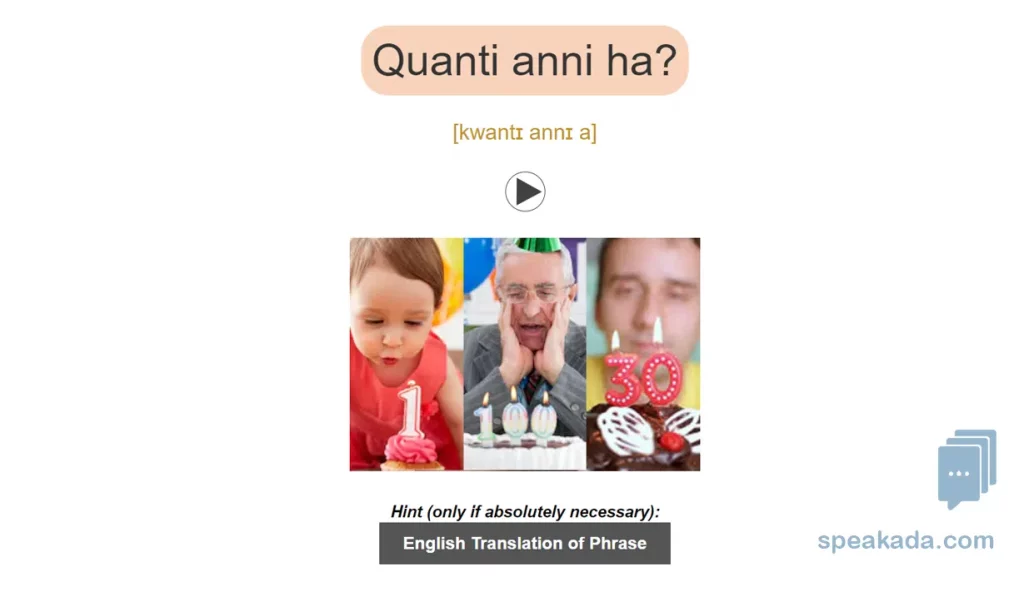 Complete card showing phrase, IPA, and translation