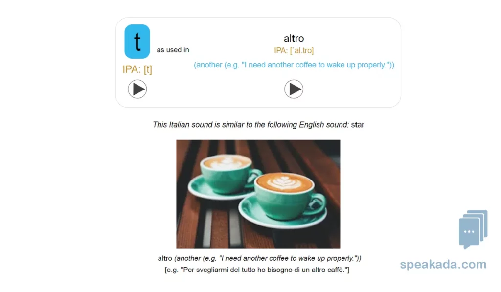IPA sound in context with Italian example