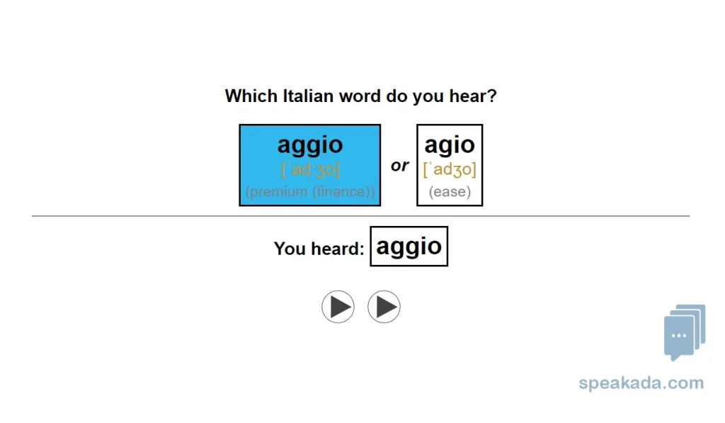 Back of flashcard — audio for both words with IPA contrast