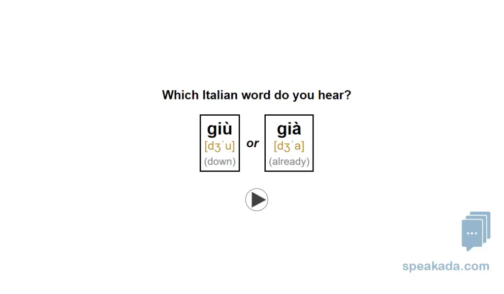 Second card type — listen and identify the correct word