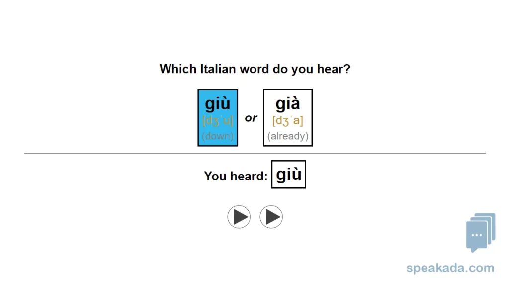 Back of listening card with answer and IPA explanation
