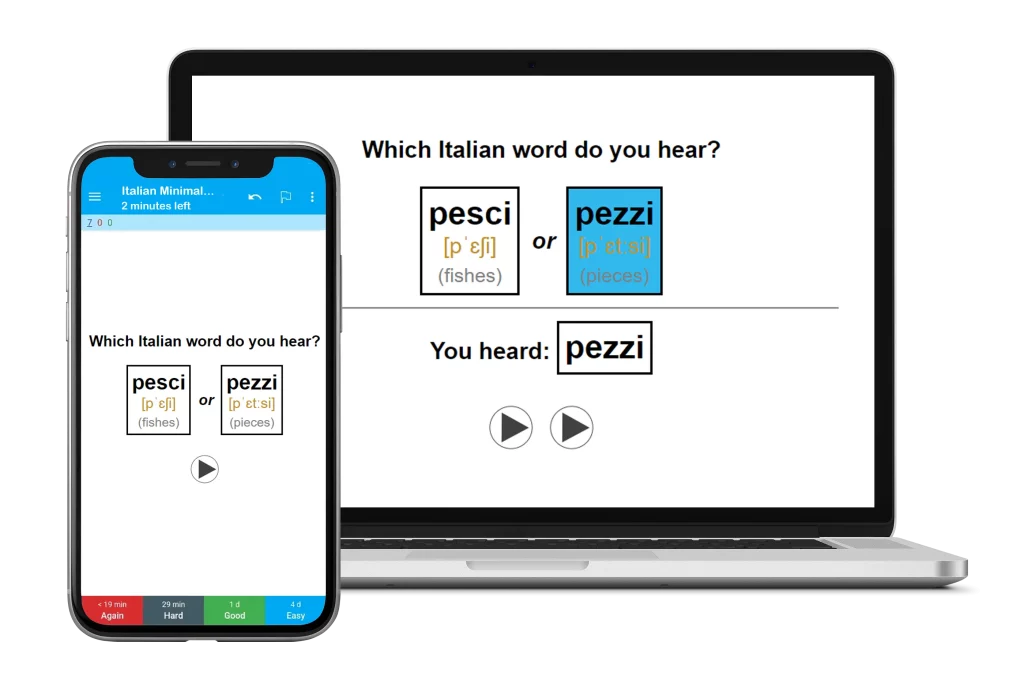 Italian Minimal Pairs Flashcards on Anki