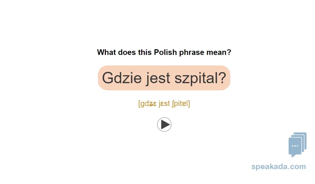 Front of flashcard — Polish phrase with audio