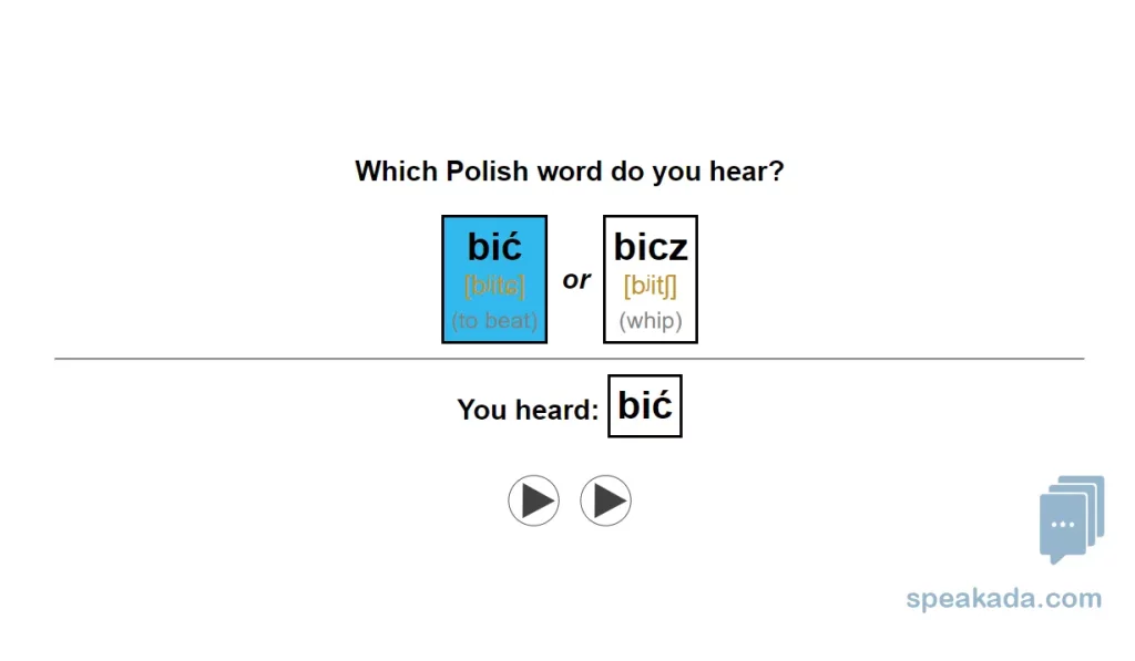 Back of listening card with answer and IPA explanation