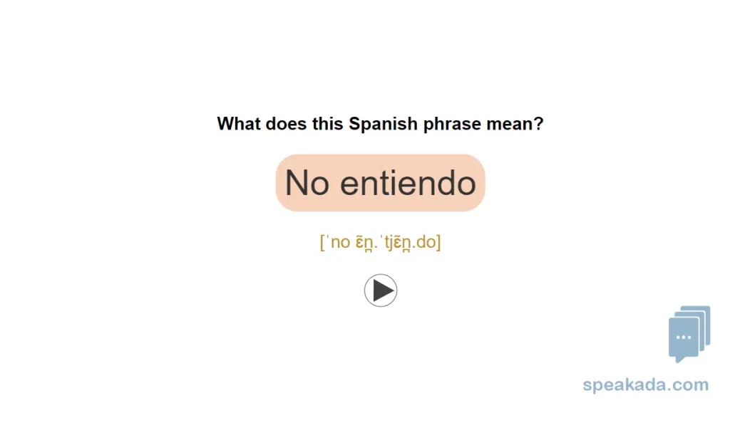 Second card type — given the meaning, produce the Spanish phrase