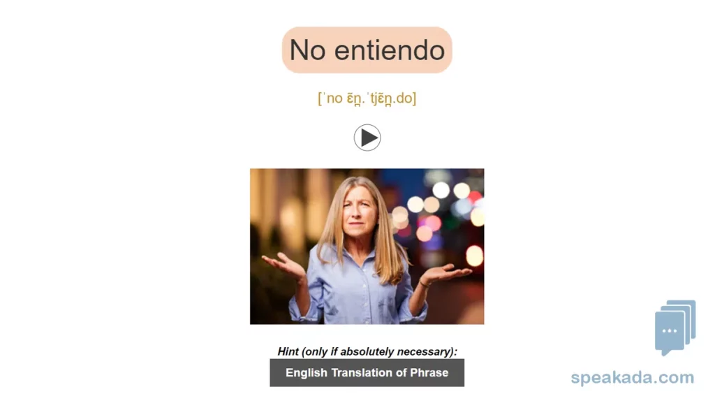 Complete card showing phrase, IPA, and translation