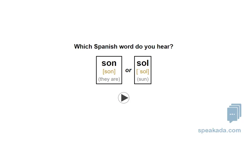 Second card type — listen and identify which word you heard