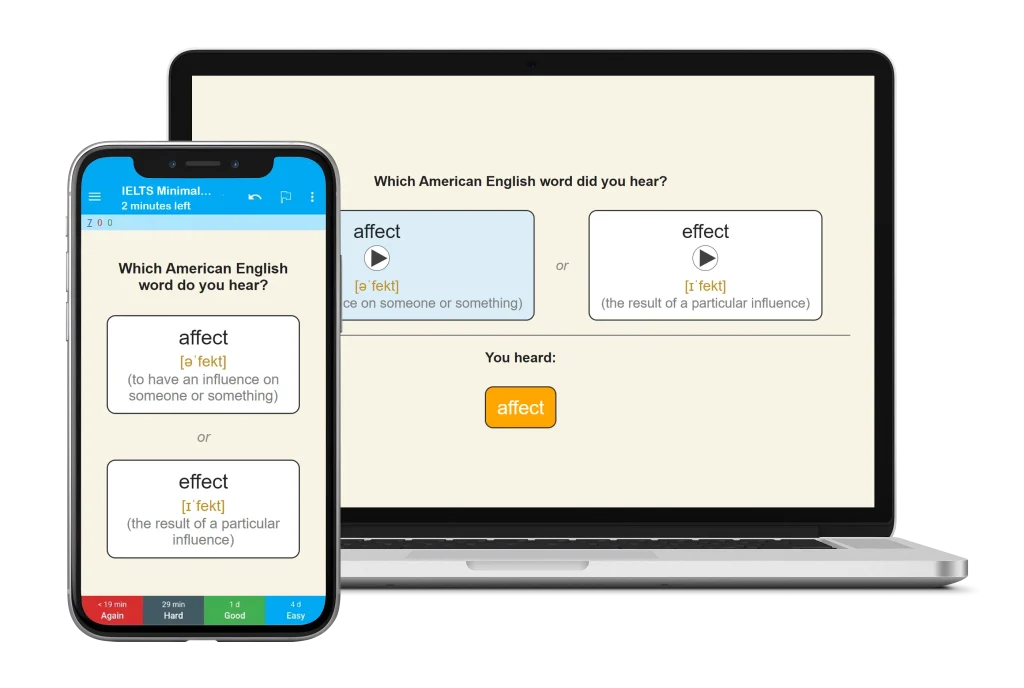IELTS English Minimal Pairs Flashcards on Anki