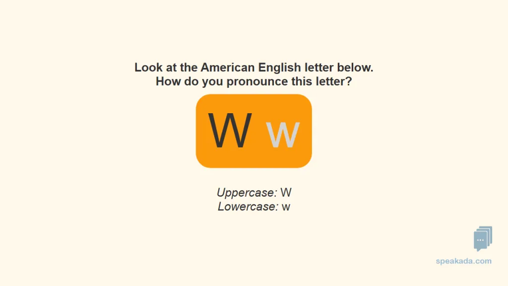 Front of flashcard — the English letter with a high-quality audio prompt