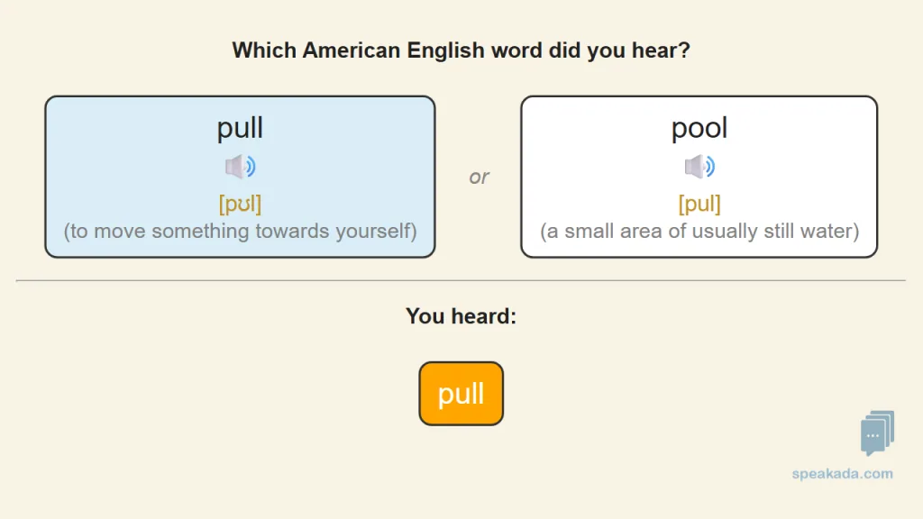 Back of flashcard — both words shown with IPA, highlighting the contrasting sound