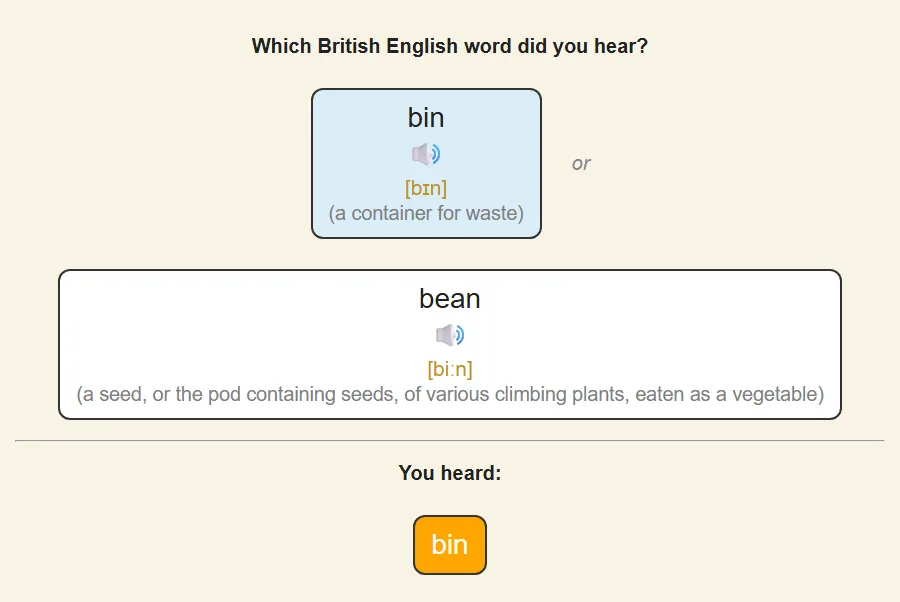 Complete card back — both words, IPA transcription, and high-quality audio