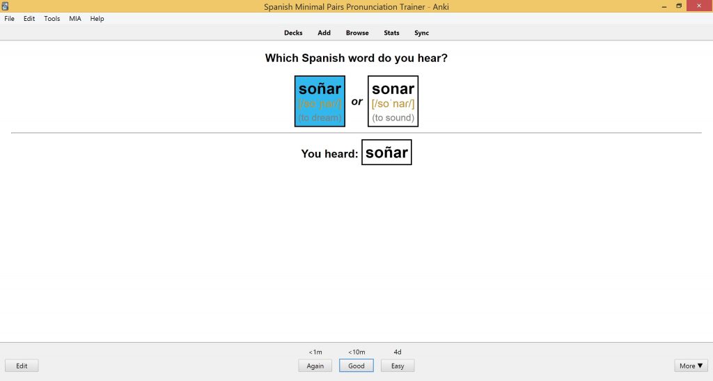 Spanish Minimal Pairs Examples Anki Flashcards | SPEAKADA